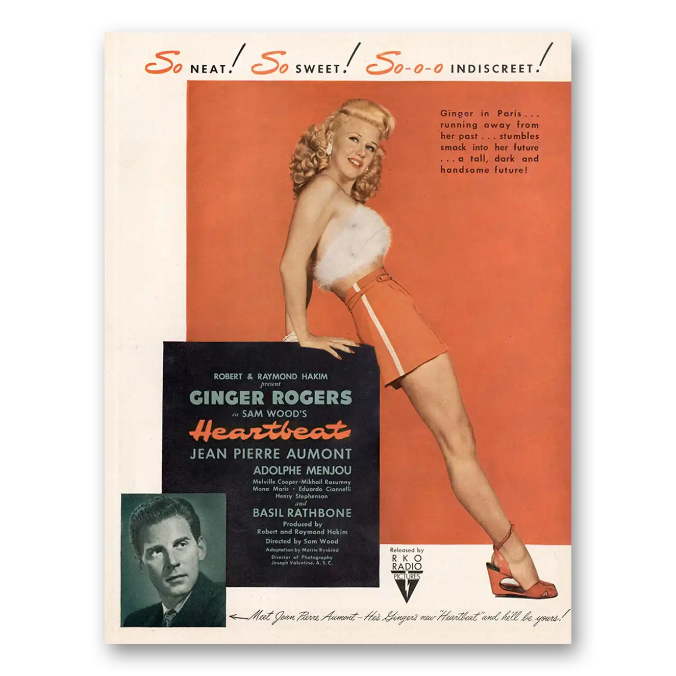 1946 Heartbeat Movie Promo Print Ad | Ginger Rogers
