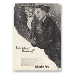 1946 Hollander Furs Print Ad | Was Snowing