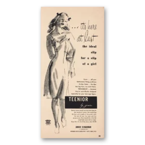 1946 Josie Lingerie Print Ad | Teenior Slip For Slip Of Girl