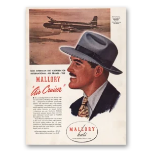 1946 Mallory Hats Print Ad | United Airlines