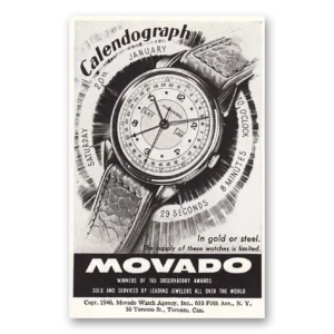 1946 Movado Watch Print Ad | Calendography