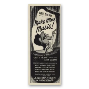 1946 Make Mine Music Movie Promo Print Ad | Casey At Bat