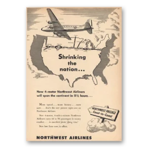 1946 Northwest Airlines Print Ad | Shrinking Nation