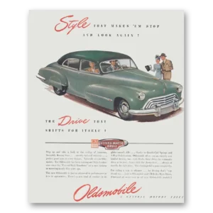 1946 Oldsmobile Hydra Matic Drive Print Ad | Makes Em Stop