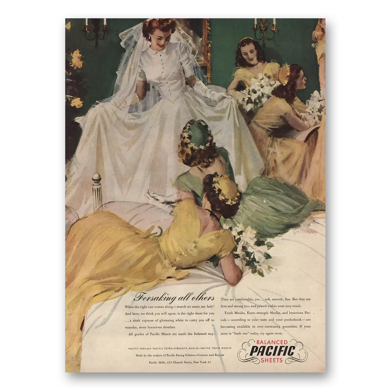 1946 Pacific Sheets Print Ad | Forsaking Others