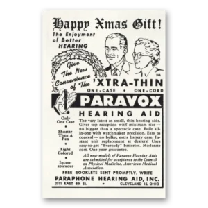 1946 Paravox Hearing Aid Print Ad | Xmas Gift