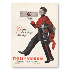 1946 Philip Morris Cigarettes Print Ad | Happy Holiday
