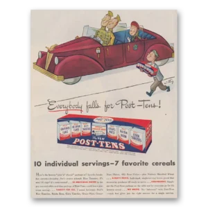 1946 Post Tens Cereal Print Ad | Everybody Falls