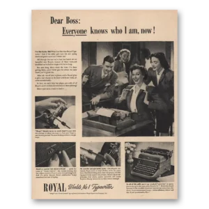 1946 Royal Typewriter Print Ad | Dear Boss