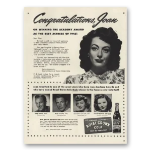 1946 Royal Crown Cola Print Ad | Joan Crawford
