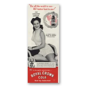 1946 Royal Crown Cola Print Ad | Dorothy Lamour
