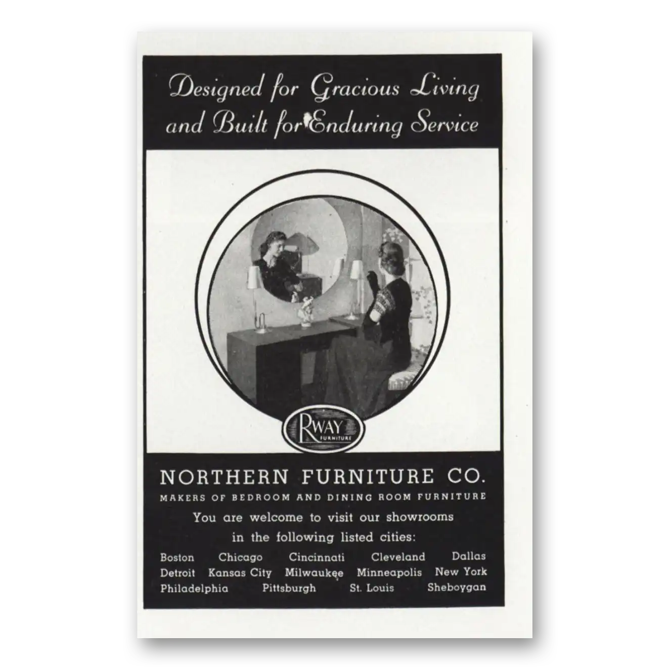 1946 Rway Northern Furniture Print Ad | Gracious Living