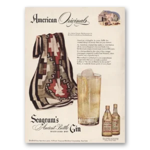 1946 Seagrams Ancient Bottle Gin Print Ad | Navajo Blanket