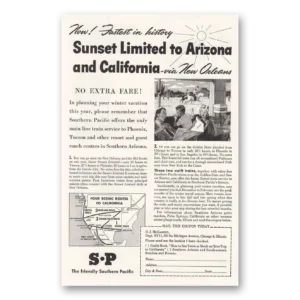 1946 Southern Pacific Print Ad | Sunset Limited