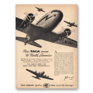 1946 TACA Airways Print Ad | North America