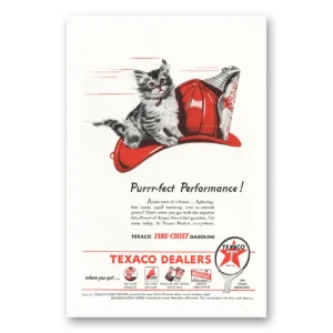 1946 Texaco Fire Chief Gasoline Print Ad | Purrr Fect