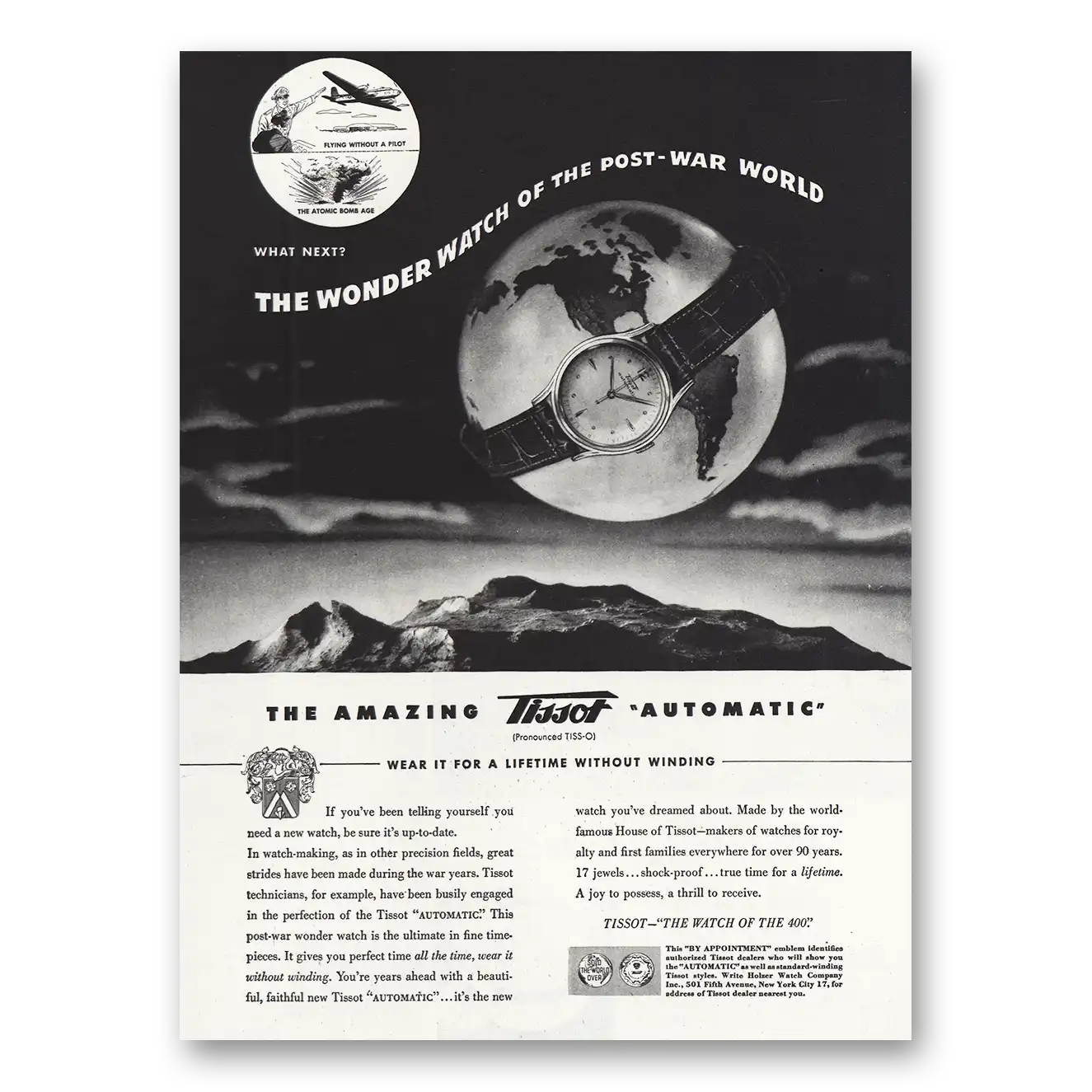 1946 Tissot Watch Print Ad | Post War World