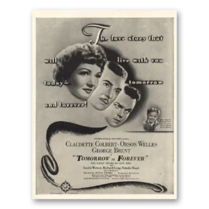 1946 Tomorrow Is Forever Promo Print Ad | Orson Wells