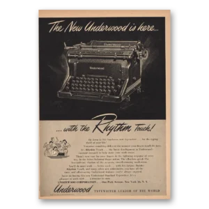 1946 Underwood Typewriter Print Ad | Rhythm Touch