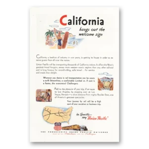 1946 Union Pacific Railroad Print Ad | California
