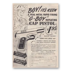 1946 G Boy Repeating Cap Pistol Print Ad | Boys Keen