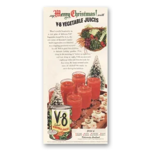 1946 V8 Vegetable Juice Print Ad | Merry Christmas