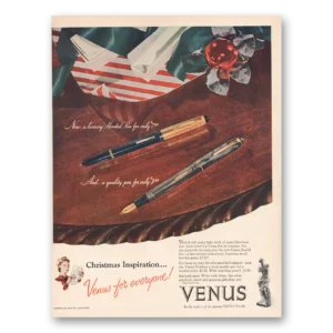 1946 Venus Pencils Print Ad | Christmas