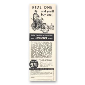 1946 Whizzer Bike Motor Print Ad | Ride One