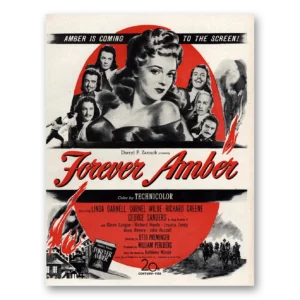 1947 Forever Amber Movie Promo Print Ad | Linda Darnell