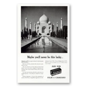 1947 Ansco Film Print Ad | Taj Mahal