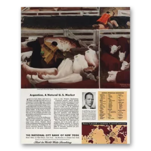 1947 National City Bank New York Print Ad | Argentina