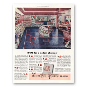 1948 Armstrong Linoleum Floors Print Ad | Modern Pharmacy