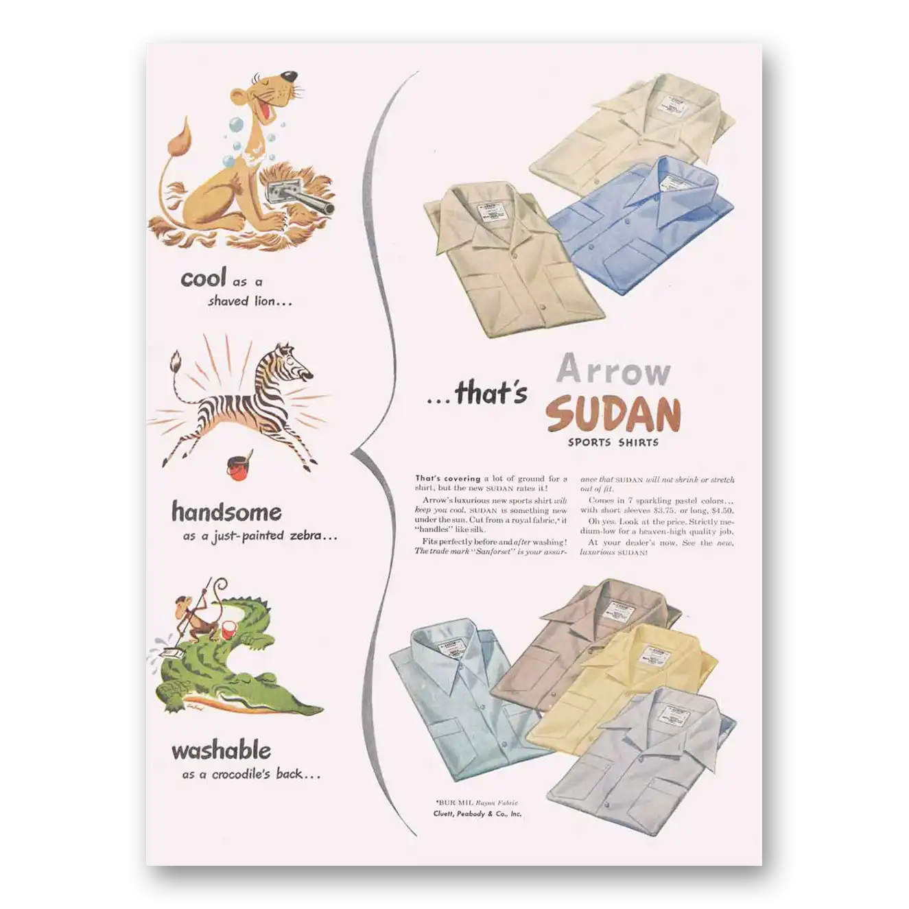 1947 Arrow Shirts Print Ad | Shaved Lion