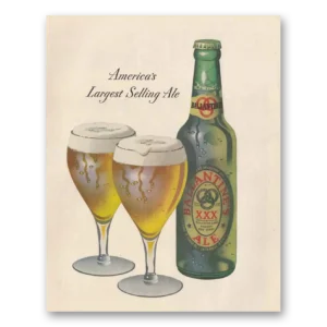 1947 Ballantines Ale Print Ad | Largest Selling