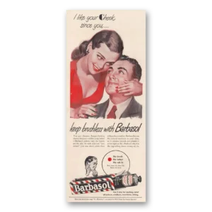 1947 Barbasol Shaving Cream Print Ad | Like Your Cheek