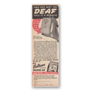 1947 Beltone Hearing Aid Print Ad | Deaf Call It
