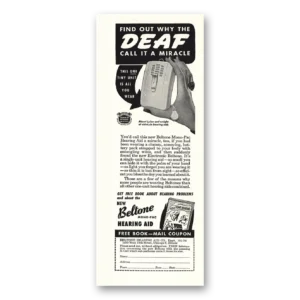 1947 Beltone Hearing Aid Print Ad | Miracle