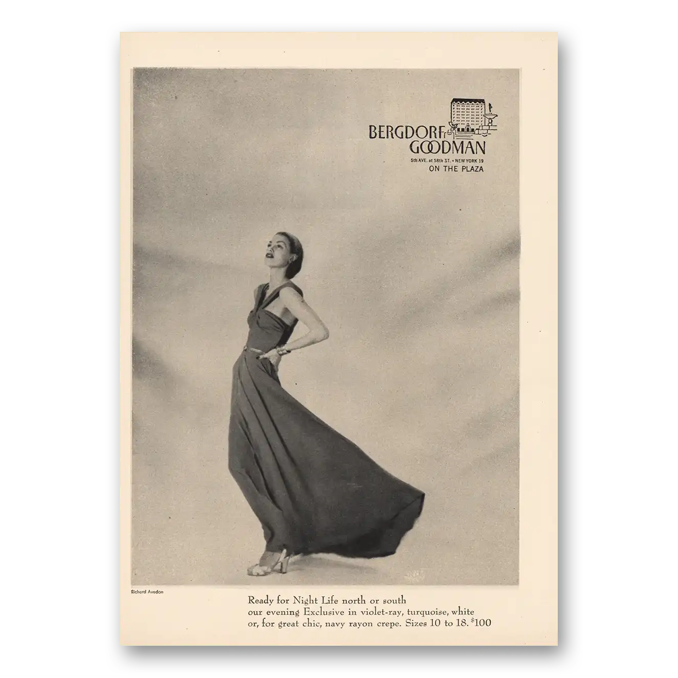 1947 Bergdorf Goodman Print Ad | Ready For Night Life