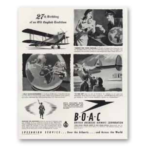 1947 British Airways BOAC Print Ad | Old English