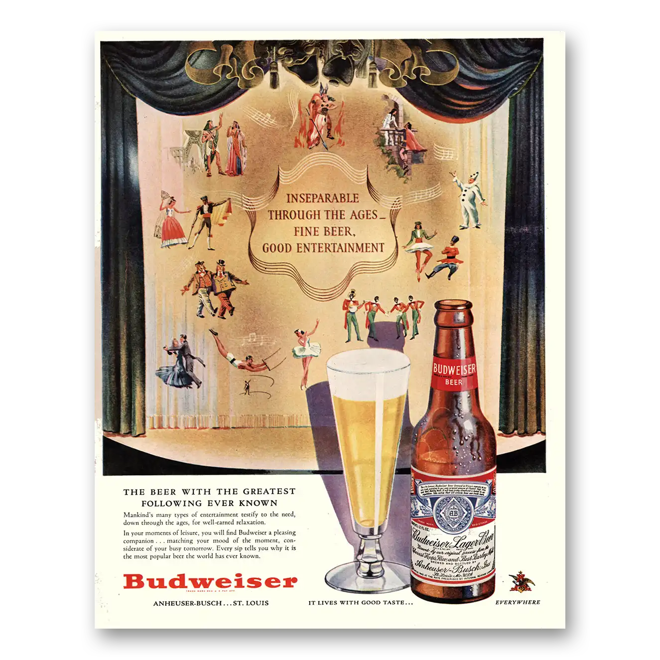 1947 Budweiser Beer Print Ad | Inseparable