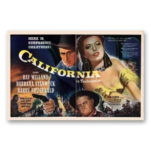 1947 California Movie Promo Print Ad | Barbara Stanwyck