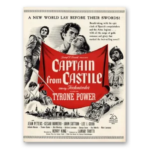 1947 Captain From Castile Movie Promo Print Ad | Tyrone Power