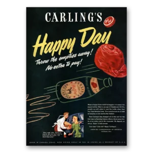 1947 Carlings Red Cap Ale Print Ad | Happy Day