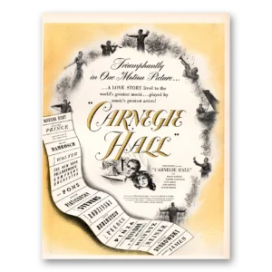 1947 Carnegie Hall Movie Promo Print Ad | Love Story Lived