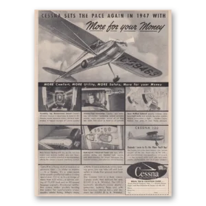 1947 Cessna 140 Print Ad | Sets Pace
