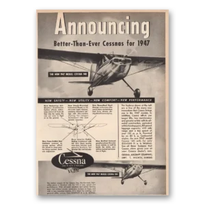 1947 Cessna Print Ad | Announcing Better Than Ever