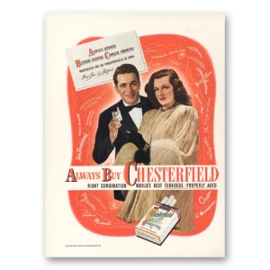 1947 Chesterfield Cigarettes Print Ad | Perry Como