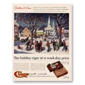 1947 Cinco Cigars Print Ad | Christmas