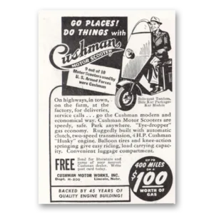 1947 Cushman Motors Print Ad | Go Places