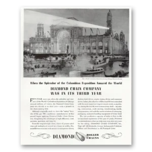 1947 Diamond Roller Chains Print Ad | Columbian Exposition